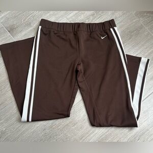 Nike women Wide leg Brown Joggers with White Stripes